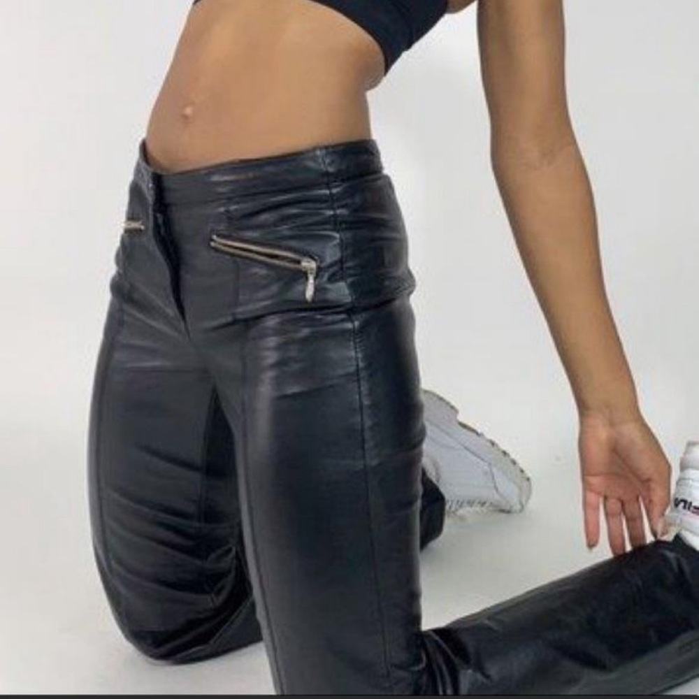 NWT Wilson's Leather Maxima Zip Pocket Black Leather High-Rise Boot Cut Pants